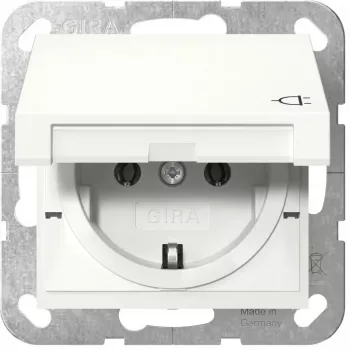 Maitinimo lizdas Schuko GIRA System 55, baltas, gylis 29 mm