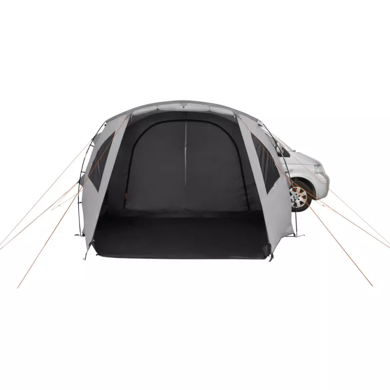 Drive-away tentas easy camp Eidfjord Pilka — standus rėmas, 3400×3100×2100 mm, 3 m atsparus vandeniui