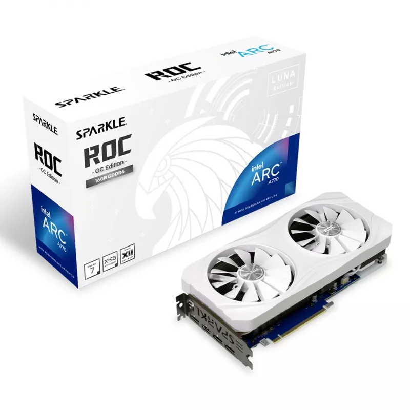 „Sparkle SA770RW-16GOC“ vaizdo plokštė — „Intel Arc A770 ROC Luna“, 16 GB GDDR6, PCIe 4.0, 256 bitų