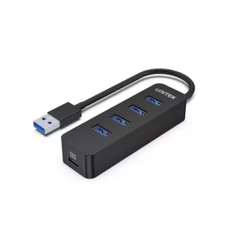 UNITEK uHUB Q4 USB 3.2 Gen 1 (3.1 Gen 1) Type-A 5000 Mbit/s juoda