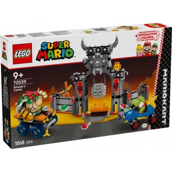 Konstruktorius LEGO rinkinys 72039 Super Mario Bowserio tvirtovė su Mario Kart automobiliu, interaktyvus žaidimų rinkinys