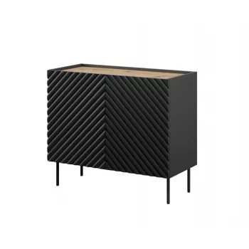 Komoda Cama Meble ONDA 2D 98x45x85 cm, juoda, medžio drožlių plokštės korpusas