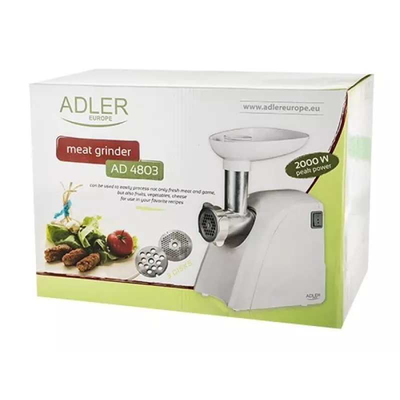 Adler AD 4803 mėsmalė 800 W, nerūdijantis plienas, balta