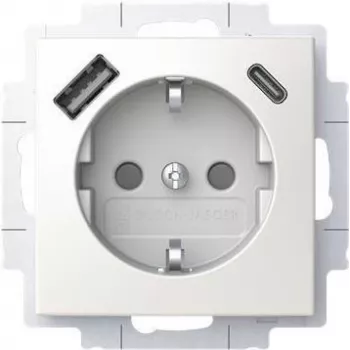BUSCH JAEGER SCHUKO lizdo kištukinis lizdas USB-A+C 20 EUCB2USBAC-914 (2CKA002011A6298)