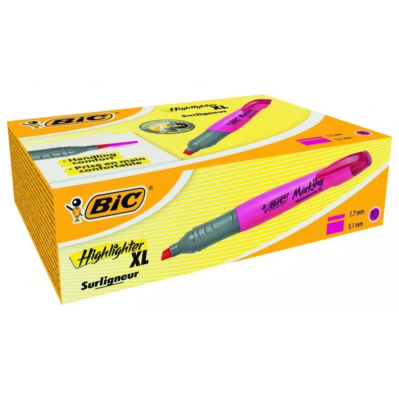 BIC Highlighter XL 2-5 mm, rožinis, dėžutė 10 vnt. 247130