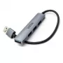 USB šakotuvas Unitek H1208A — 4 prievadai (1 × USB 3.2 Gen 1 Type-A, 3 × USB 2.0), aliuminio korpusas, pilka, 0,20 m laidas