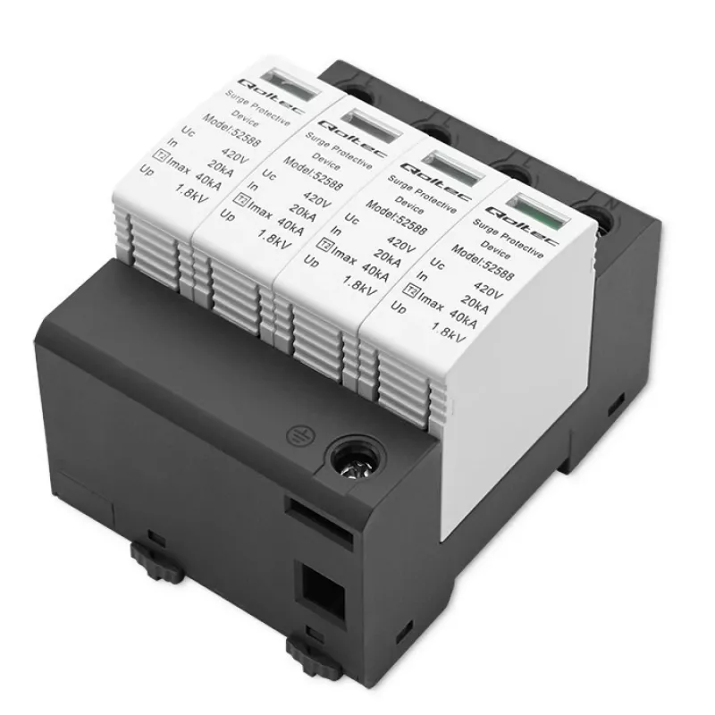 Viršįtampių slopintuvas QOLTEC 52588 AC 4P 420V T2 C — 4 polių kintamosios srovės viršįtampių ribotuvas, 420 V, 2 tipas