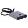 USB-C šakotuvas Unitek D1078A — USB-C dokinimo stotis, 2x USB-C įvestis, 1x USB-C išvestis, 100 W PD, 4K palaikymas, 3840×2160 maks., pilka