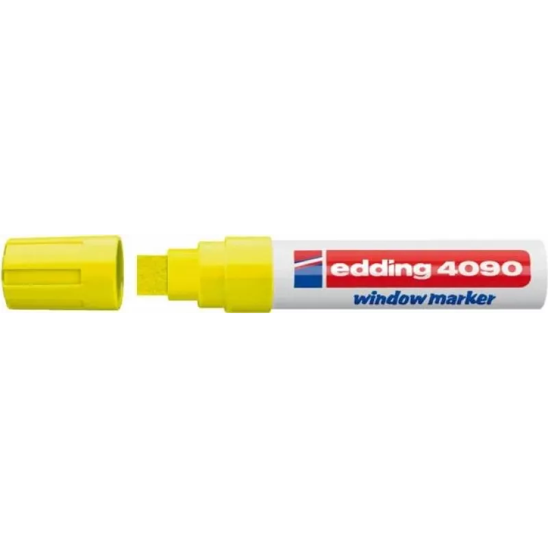 Kreidos žymeklis Edding 4090 kaltinis geltonas 5 vnt.