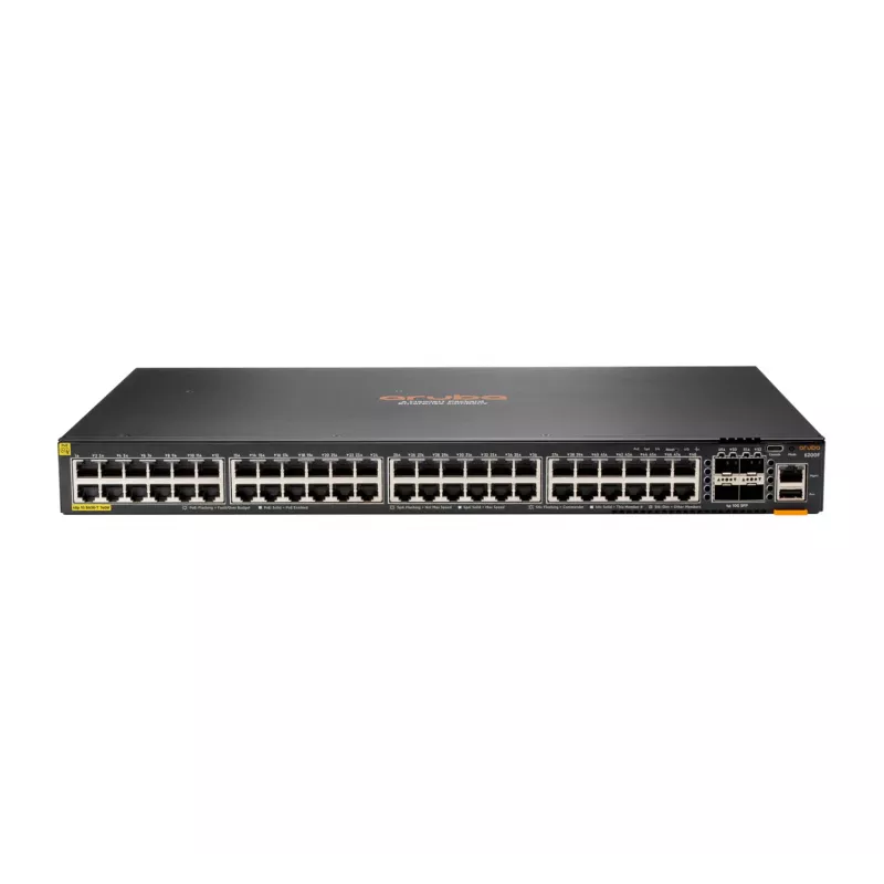 Hewlett Packard Enterprise HPE Aruba Networking CX 6200F 48G Class4 PoE 4SFP+ 740W Switch - komutatorius - maks. krovimo atstumas 10 km - L3 - valdomas - 48 x 10/100/1000 (PoE+) + 4 x 1 Gi