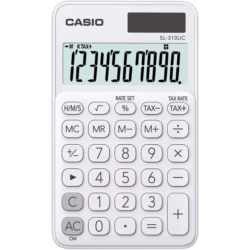 CASIO SKAIČIUOTUVAS, kišeninis SL-310UC-WE BALTAI, 10 SKAITMENŲ EKRANAS