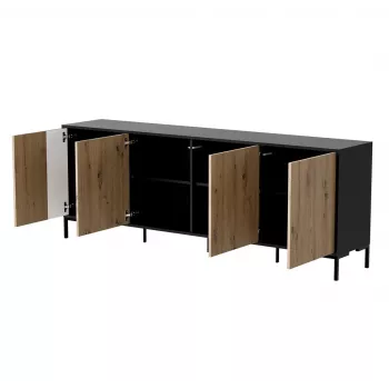 Komoda cama meble MERCI 200 x 40 x 74 cm — juoda/artišoko ąžuolo, medienos drožlių plokštė