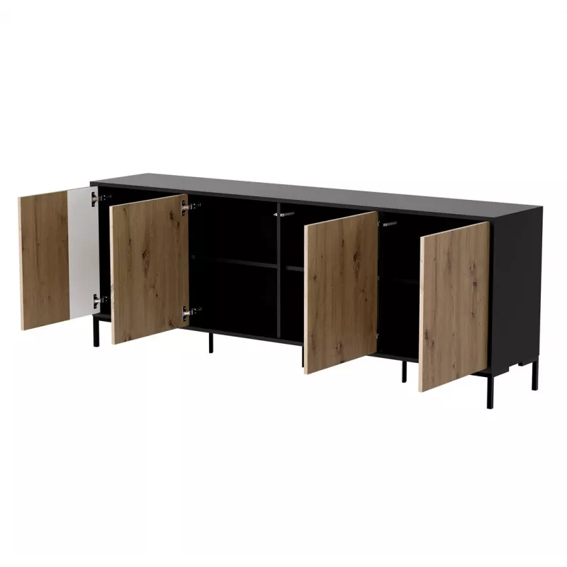 Komoda cama meble MERCI 200 x 40 x 74 cm — juoda/artišoko ąžuolo, medienos drožlių plokštė