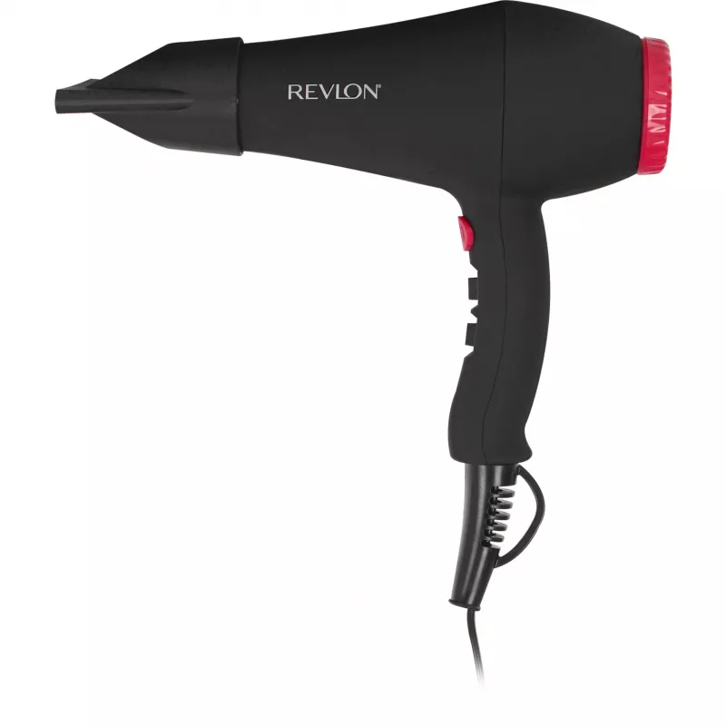 Plaukų džiovintuvas REVLON RVDR5251E 2000 W, joninis, 3 šilumos lygiai, 2 greičiai, šalto oro pūtimas — juoda/rožinė