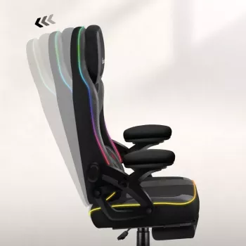 Žaidimų kėdė huzaro HZ-FORCE 4.6 RGB Juoda Mesh — ergonomiška, reguliuojamo aukščio, RGB apšvietimas, medžiaginis sėdynės paviršius, maks. 130 kg