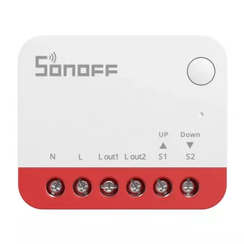 Išmanusis jungiklis Sonoff MINI-ZBRBS, suderinamas su ZigBee, mini dydžio, skirtas montuoti sienoje, žemo profilio relė