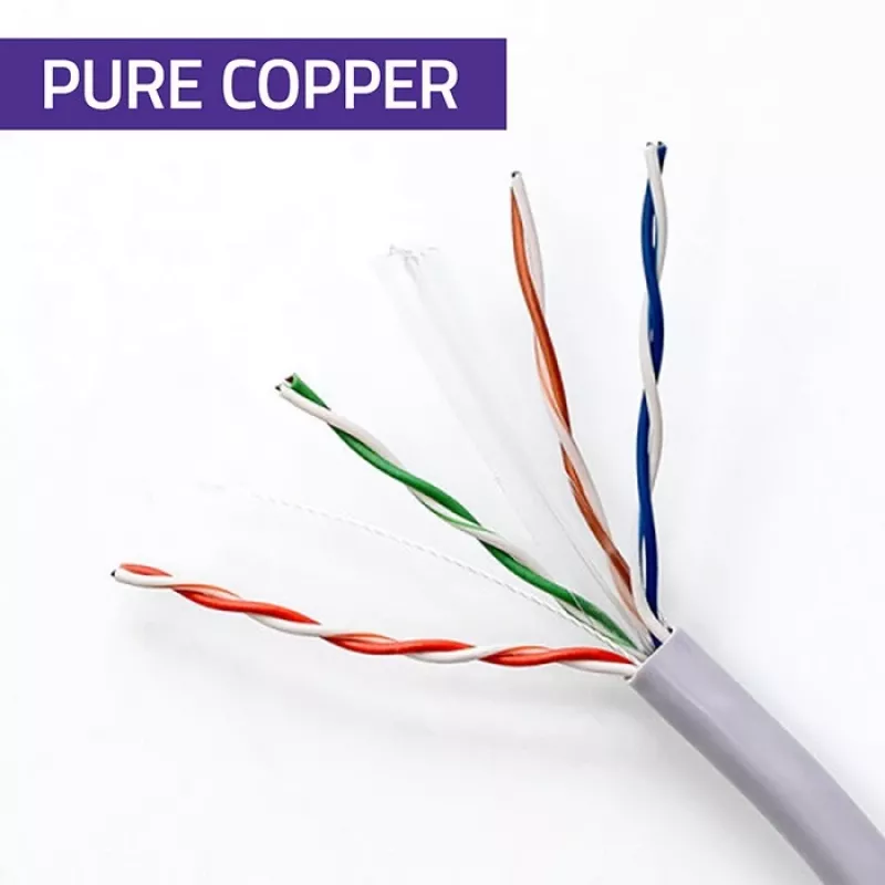 UTP komutacinis kabelis CAT6 varis Cu 100 m pilkas – QOLTEC 54560