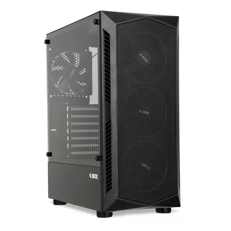 PC korpusas IBOX LUPUS 27 Midi Tower ATX, grūdintas stiklas, RGB, 455×200×380 mm, palaiko ATX, GPU iki 32 cm
