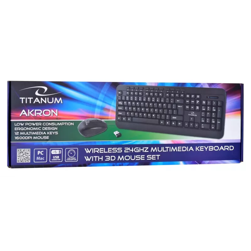 Belaidis klaviatūros ir pelės rinkinys ESPERANZA Akron TK109 2,4 GHz, USB imtuvas, juodas