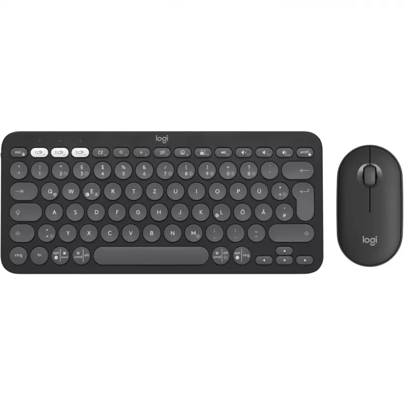 Logitech Pebble 2 Combo belaidė klaviatūra ir pelė QWERTZ vokiška grafito spalva
