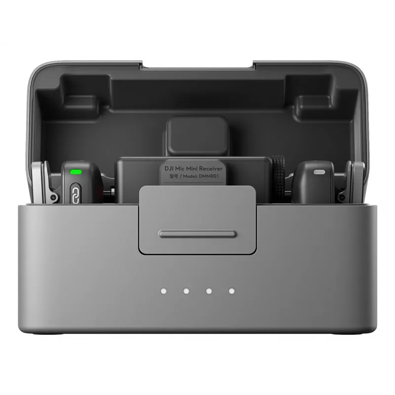 „DJI Mic Mini“ (2 TX + 1 RX + įkrovimo dėklas) belaidžių mikrofonų rinkinys – tamsiai pilkas