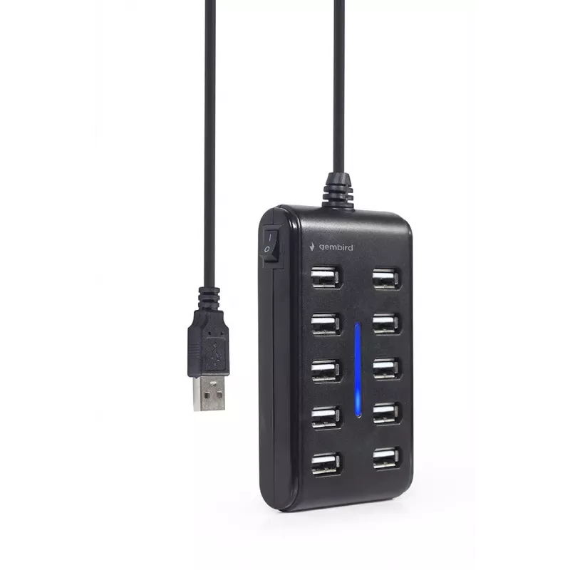 USB šakotuvas Gembird UHB-U2P10P-01 — 10 prievadų USB 2.0 šakotuvas