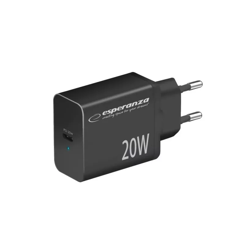 Maitinimo įkroviklis ESPERANZA EZC104K 20W juodas, USB maitinimo adapteris nešiojamiems įrenginiams