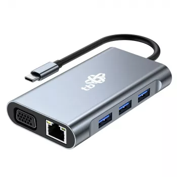 HUB 8in1 adapteris USB C HDMI x2 USB VGA RJ45 PD