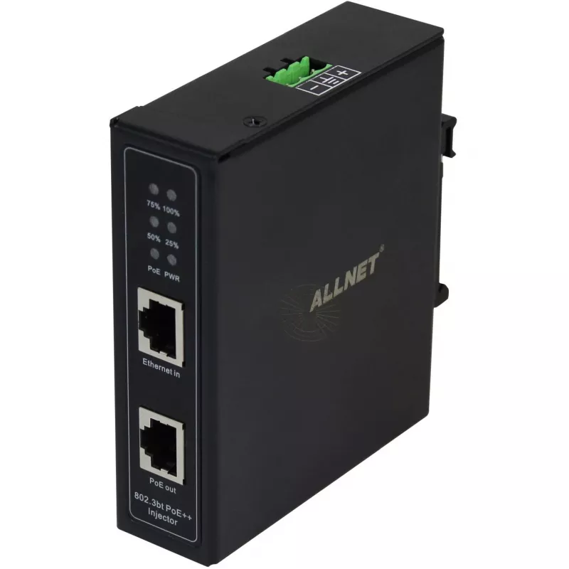 ALLNET ALL-PI2014-I-BT90 90W pramoninio Gigabit PoE injektoriaus DIN metalinis korpusas