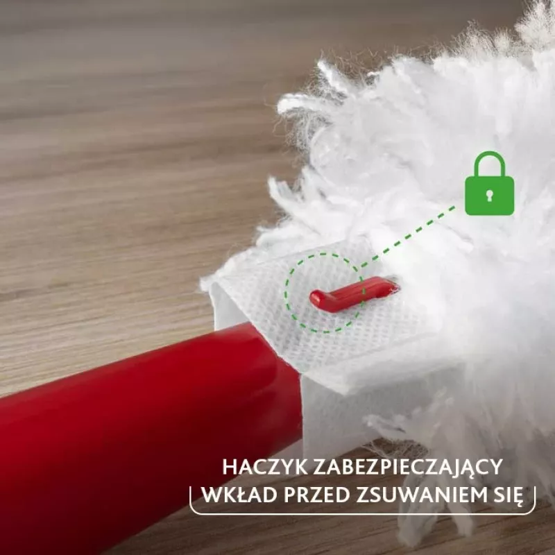Trumpakotis dulkėms valyti skirtas VILEDA 179432 su 2 „Flex & Catch“ įdėklais, raudona plastikinė rankena, pakabinamas