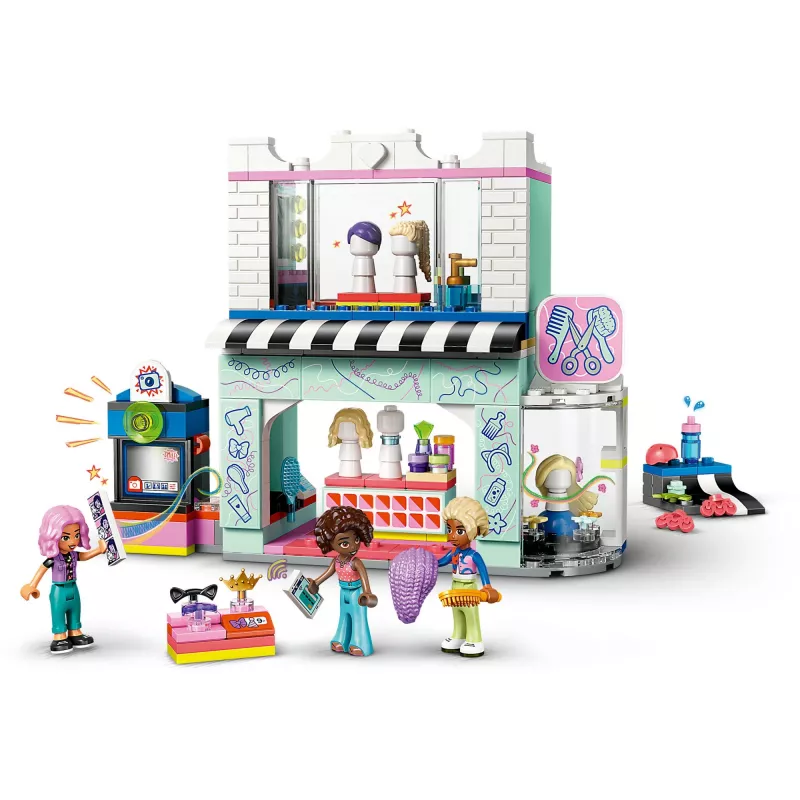 LEGO Friends žaidimų rinkinys Salon Hairdresser and Decoration Shop 42662 — mini lėlės, salono scena, aksesuarai
