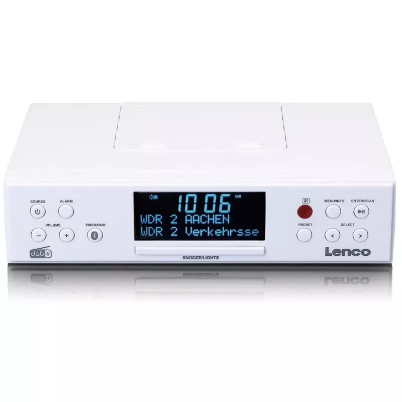 Nešiojamasis CD grotuvas Lenco KCR-190, baltas, su FM radiju ir ausinių lizdu
