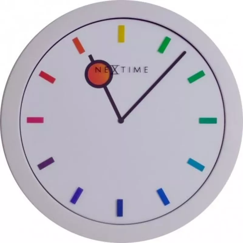 NeXtime klok 3048 spalvų kaita, Ø28 cm, sieninis, balta / įvairiaspalvė