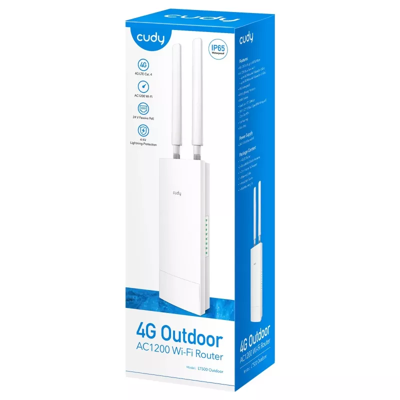 Cudy LT500 belaidis maršrutizatorius Fast Ethernet Dual-band (2,4 GHz / 5 GHz) 4G Baltas