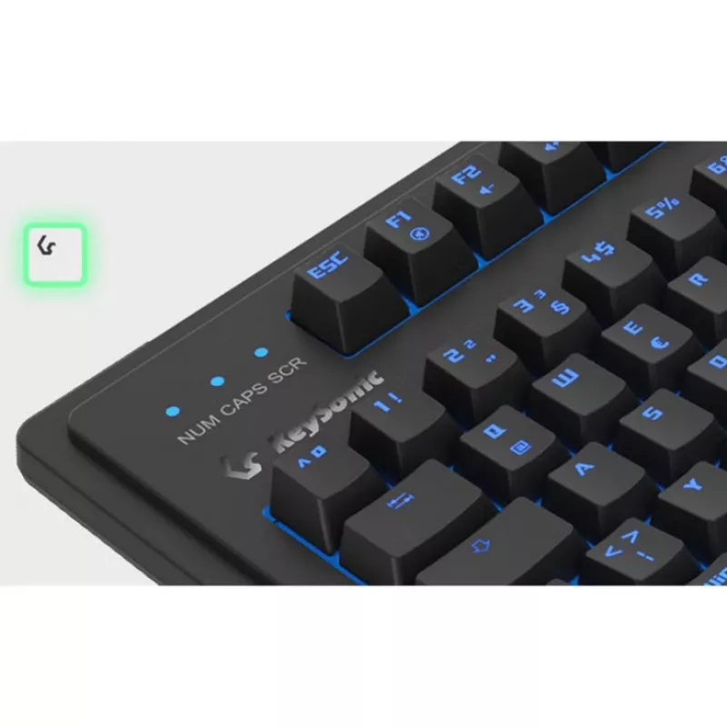 Laidinė mechaninė pilno dydžio klaviatūra KeySonic KSK-8202ELU-T (DE) — USB, vokiškas išdėstymas, juoda