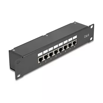 DeLOCK 10 colių jungiamasis skydelis 8 prievadų Cat.6 RJ45 juodas 1U