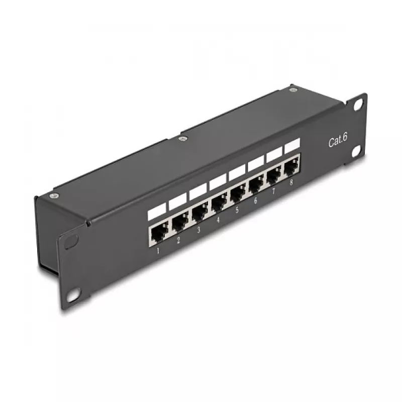 DeLOCK 10 colių jungiamasis skydelis 8 prievadų Cat.6 RJ45 juodas 1U