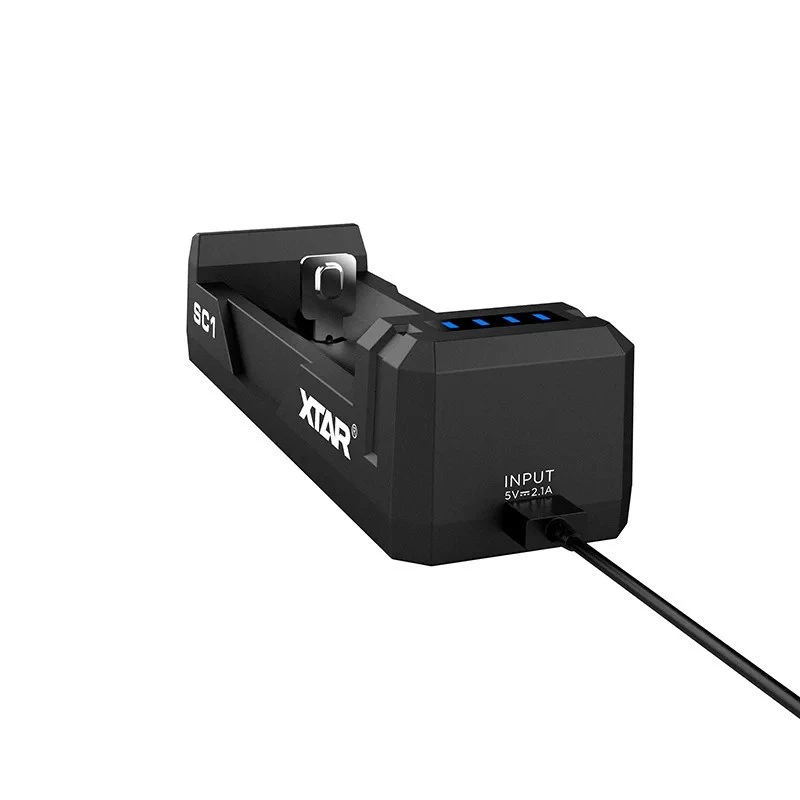 Baterijų įkroviklis XTAR SC1 vienos vietos USB-C, skirtas Li-ion 18650 elementams, 1 vieta, juodas
