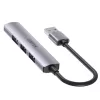 USB šakotuvas Unitek H1208A — 4 prievadai (1 × USB 3.2 Gen 1 Type-A, 3 × USB 2.0), aliuminio korpusas, pilka, 0,20 m laidas