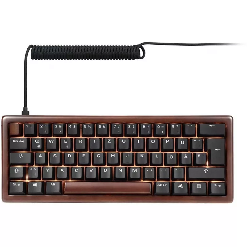 Sharkoon 100068100 klaviatūra, skirta biurui, USB, QWERTZ vokiška, medžio spalva, 61 klavišas, RGB LED