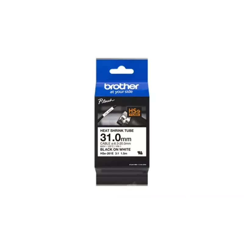 Spausdintuvo juostelė Brother HSe-261E juoda 3,1 cm x 1,5 m