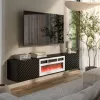 Cama RTV spintelė LARA 183x35x37 juodas matinis + baltas židinys