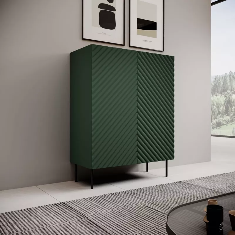Lentynų komplektas cama meble ONDA 98×45×127 cm žalias, ant grindų pastatoma prie sienos spintelė