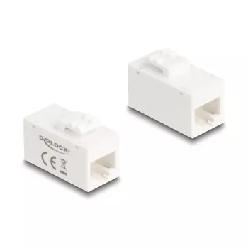 Keystone modulis DELOCK 90639 — plokščias RJ-45 įdėklas, baltas, 16.2×30×20.5 mm
