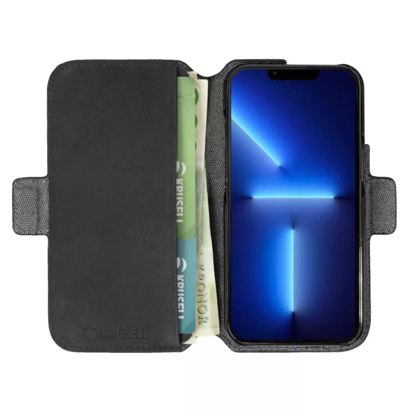 Piniginės tipo dėklas Krusell 62395 skirtas iPhone 13 Pro 15,5 cm Juoda
