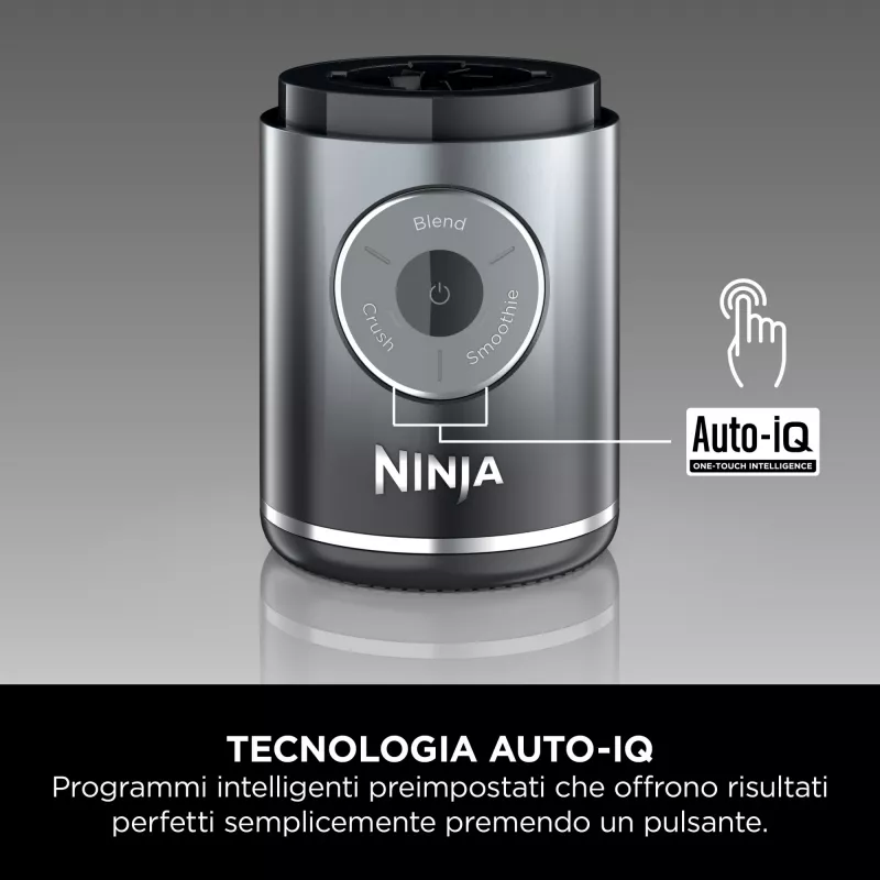 Nešiojamasis plaktuvas Ninja BC251EUGY, 0,57 l dubuo, 11,1 V baterija, nerūdijančio plieno peiliai, permatomas/pilkas