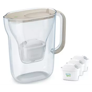 Vandens filtravimo ąsotis BRITA Style Essential 2,4 l su 3 keičiamomis kasetėmis (smėlio)
