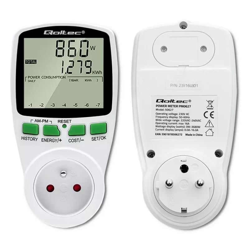 Energijos matuoklis QOLTEC PM0627 3680W su istorija — QOLTEC PM0627 3680W