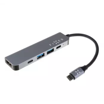 USB-C šakotuvas FIXED FIXHU-MN-GR 5 prievadų mini nešiojamiesiems kompiuteriams ir planšetėms