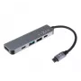 USB-C šakotuvas FIXED FIXHU-MN-GR 5 prievadų mini nešiojamiesiems kompiuteriams ir planšetėms